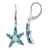 Sterling Silver Blue and White Crystal Starfish Leverback Earrings