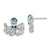 Sterling Silver Polished Blue and White Crystal Octopus Post Earrings