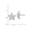 Sterling Silver Polished White Crystal Starfish Post Earrings