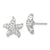 Sterling Silver Polished White Crystal Starfish Post Earrings