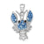 Sterling Silver Polished Blue Crystal Lobster Pendant