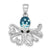 Sterling Silver Polished Blue Crystal Octopus Pendant