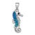 Sterling Silver Polished Blue Crystal Seahorse Pendant