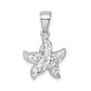 Sterling Silver Polished White Crystal Starfish Pendant