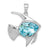 Sterling Silver Polished Crystal Angel Fish Pendant 30 mm