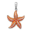 De-Ani Sterling Silver Enameled Orange Starfish Pendant