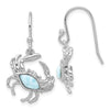 Sterling Silver Polished Larimar Crab Dangle Shepherd Hook Earrings