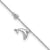 Sterling Silver Polished CZ Dolphin 9 inch with a 2 inch Extension Anklet