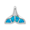 Sterling Silver Polished Created Blue Opal Whale Tail Chain Slide