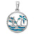 Sterling Silver Blue Created Opal Dolphins & Palm Pendant