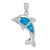 Sterling Silver Blue Created Opal Dolphin Pendant