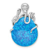 Sterling Silver Polished Blue Created Opal Octopus Chain Slide