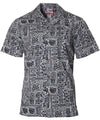 Hawaiian Tapa Shirt Kalaka Tribal Charcoal RJC