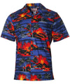 Kilauea Volcano Lava Aloha Shirt Royal RJC