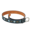 Authentic Italian Leather Belt Tropical Handcrafted Dark-Aqua-44.5"