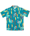 Boys Hawaiian Shirt Pipeline Longboard Aqua