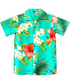 Boys Hawaiian Shirt Hibiscus Aqua