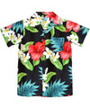 Boys Hawaiian Shirt Hibiscus Black