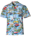 South Beaches Rout 66 Hawaiian Shirt Light Blue