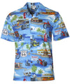 Biker's Rout 66 Authentic Hawaiian Motorcycles Shirt Light Blue Aloha Republic