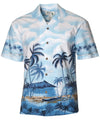 Diamond Head Hawaii Border Design Shirt Light Blue