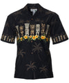 Tiki Collection Chest Border Hawaiian Shirt Black KY