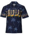 Tiki Collection Chest Border Hawaiian Shirt Navy KY