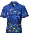 Dolphins Jumping Border Hawaiian Shirt Navy