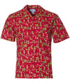 Hawaiian Shirt Hula Gal Red Two Palms