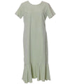 Tea Length Silk Dress Tropical Palms with Sleeves Sage KY