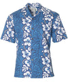 Aloha Island Shirt Hibiscus Leis Blue KY