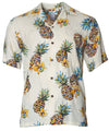 Aloha Rayon Shirt Golden Pineapples Cream Two Palms