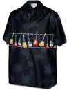 Aloha Shirt Chest Border Electric Guitars Black Pacific Legends