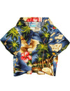 Dogs Aloha Shirt Hawaii Polynesian Navy Navy RJC