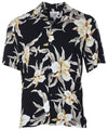 Men Hawaiian Shirt Orchids in Black