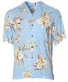 Hawaiian Shirt Retro Orchids Sky Blue