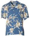 Blue Men's Aloha Shirt Orchids