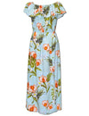 Ankle Length Dress Off Shoulder Passion Orchids Light Blue KY