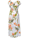 Ankle Length Dress Off Shoulder Passion Orchids White KY