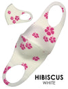 Antibacterial Stretchable Fashion Face Mask HIBISCUS White M Royal Creations