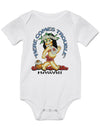 White Baby Onesie Fun and Cute Design White Here Comes Trouble Baby Girl