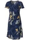 Bamboo Paradise A-Line Dress with Cap Sleeves Navy Paradise Found