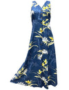 Bamboo Paradise Long Cocktail Navy Hawaiian Dress Navy Paradise Found