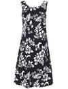 Bias Knee Length Hawaiian Dress Island Hibiscus Black KY