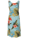 Bias Sleeveless Knee Length Dress Waipio Hibiscus | Aqua