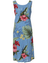 Bias Sleeveless Knee Length Dress Waipio Hibiscus | Aqua