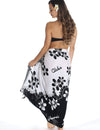 Black and White Plumeria Flower Sarong Pareo Cover Up