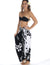 Black and White Plumeria Flower Sarong Pareo Cover Up Black-White