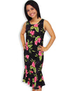 Black Hawaiian Dress Midi Style Sleeveless Okalani