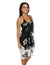 Black-White Hibiscus Sarong Beach Cover-Up Black-White